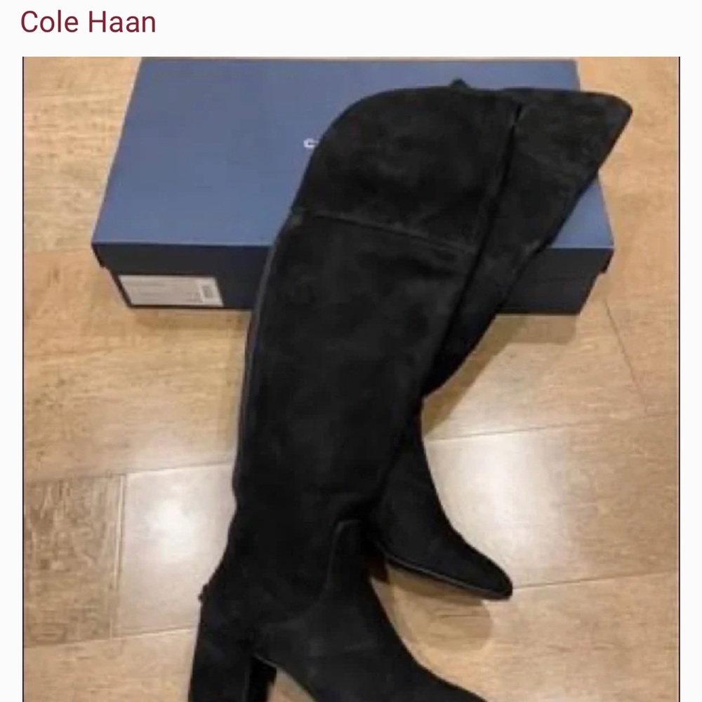 Cole Haan Women’s Raina Grand OTK Boot II, Black Suede